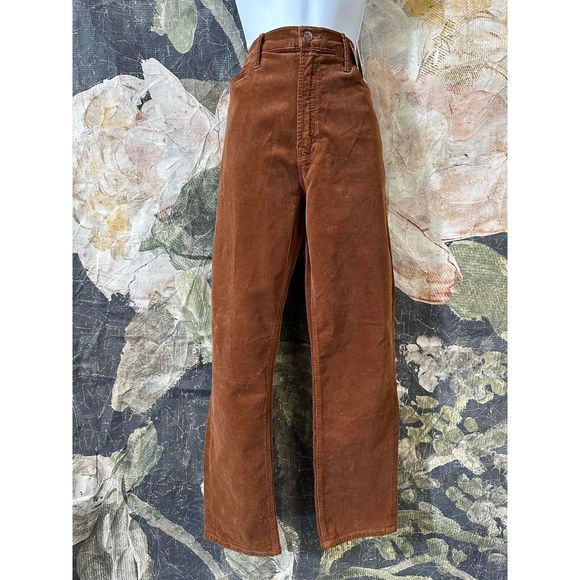 New Mother The Mid Rise Dazzler Corduroy Ankle Jeans Pants In Monks Robe Size 34 - Picture 7 of 13